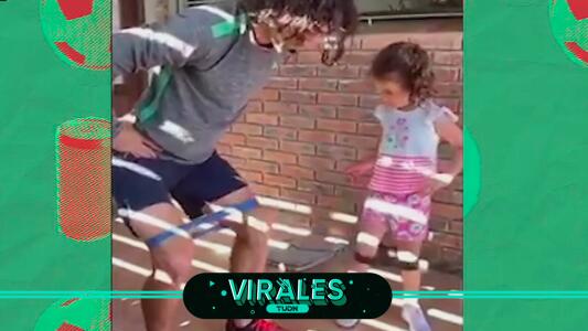 Matías Britos utiliza a su hija para entrenar en casa